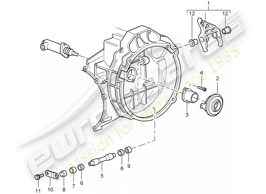 porsche 2011 (997-2 gt3) liberación del embrague diagrama de piezas
