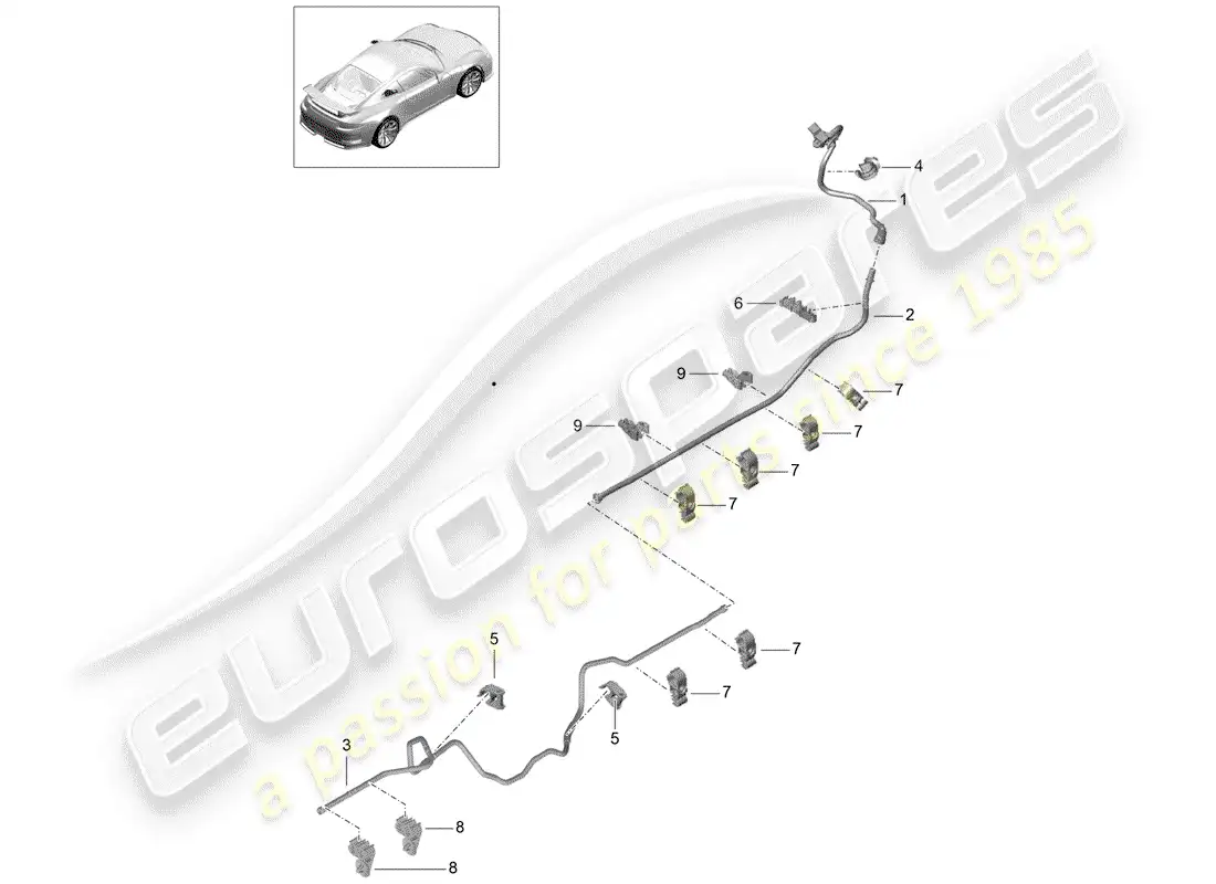 porsche 2016 (991-1 r/gt3/rs) línea de vacío diagrama de piezas