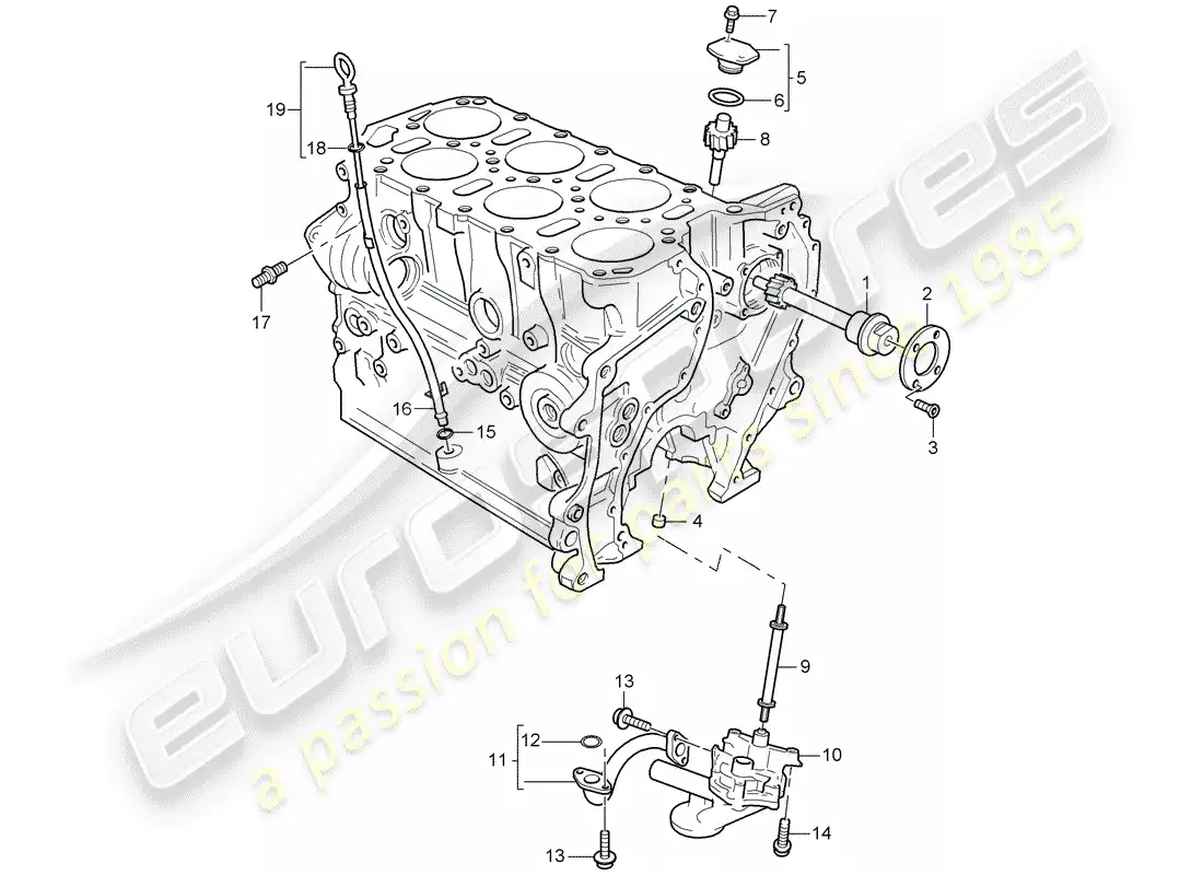porsche 2004 (cayenne e1 9pa) bomba de aceite diagrama de piezas