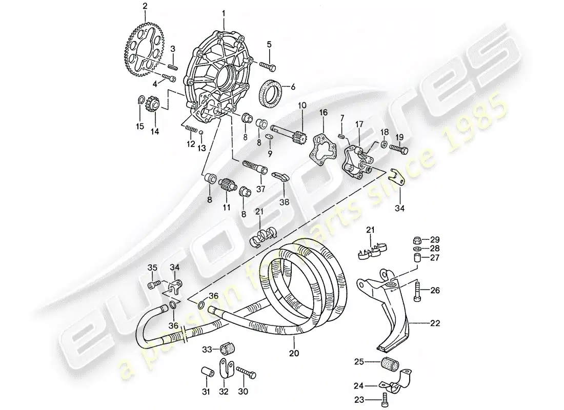 porsche 1990 (944) enfriamiento de aceite diagrama de piezas