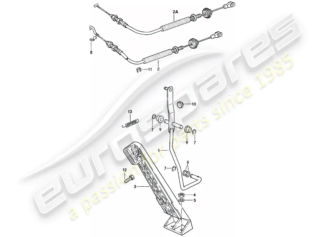 porsche 1985 (924) control del acelerador - cable del acelerador - para - caja de cambios manual diagrama de piezas