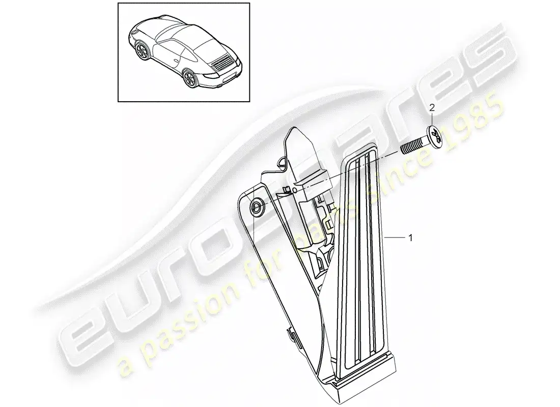 porsche 2009 (997-2) pedales diagrama de piezas