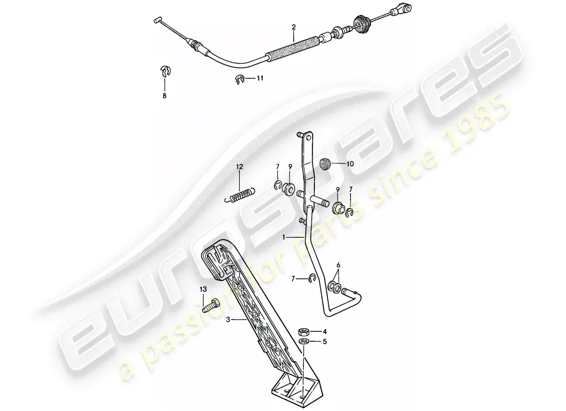 porsche 1987 (944) pedal de acelerador - cable de acelerador - para - caja de cambios manual diagrama de piezas