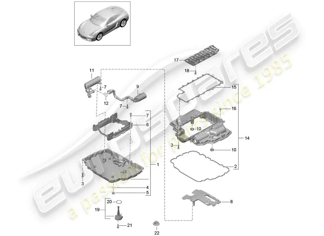 porsche 2016 (981 cayman) colector de aceite diagrama de piezas