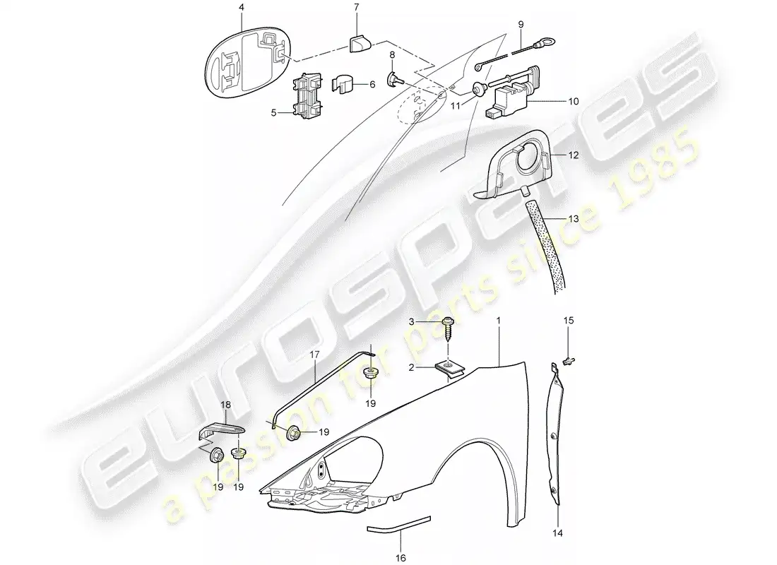 porsche 2007 (997-1) defensa diagrama de piezas