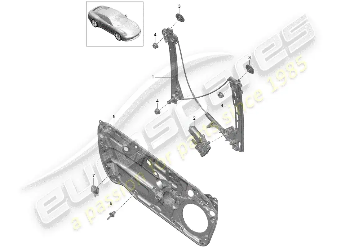 porsche 2019 (991-2) regulador de ventana diagrama de piezas