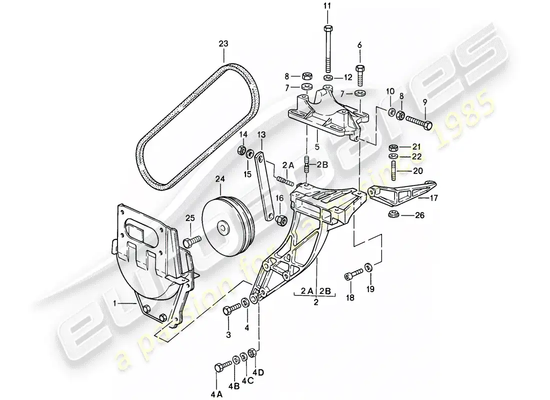 porsche 1984 (911) compresor - montaje - y - mecanismo de impulsión diagrama de piezas