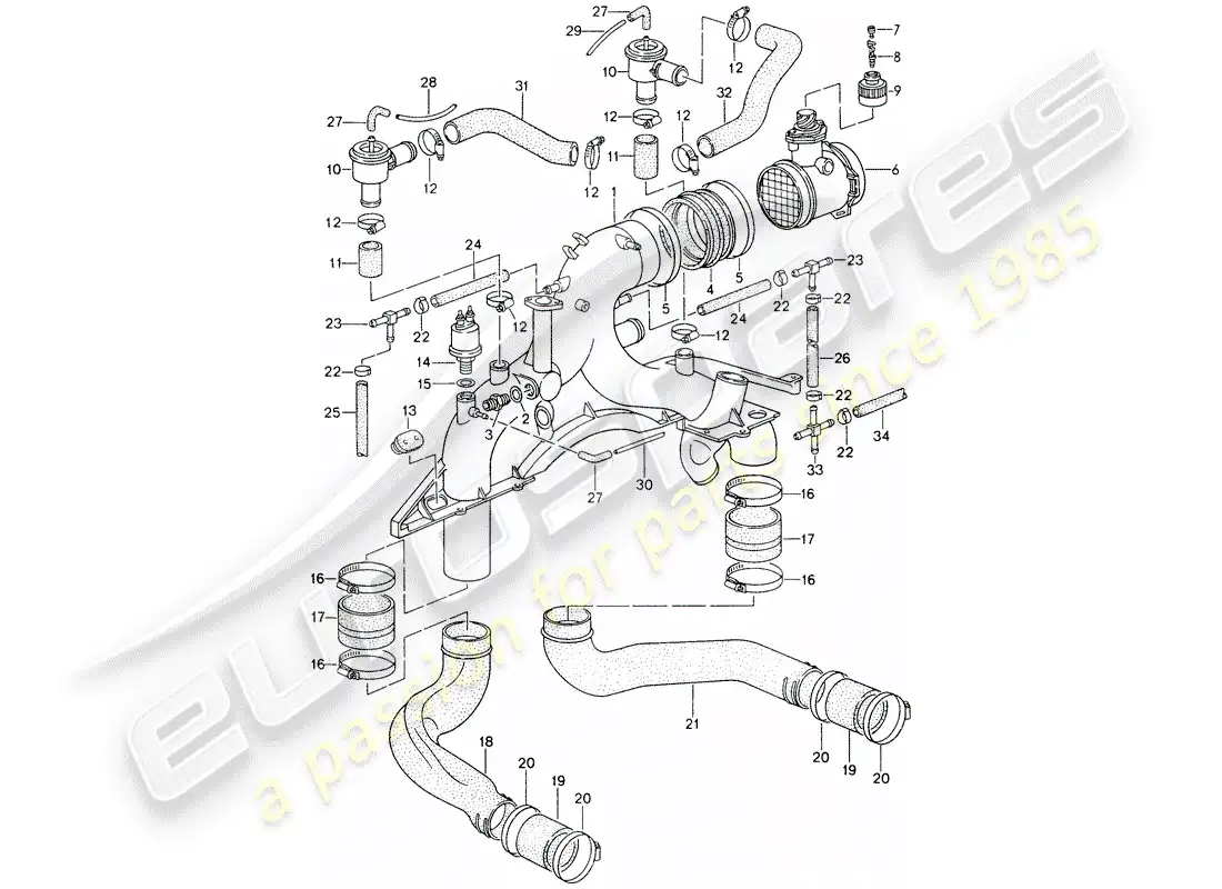 porsche 1997 (993) turbocargación diagrama de piezas
