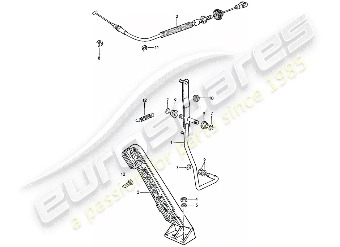 porsche 1987 (924s) mando del acelerador - para - caja de cambios manual diagrama de piezas
