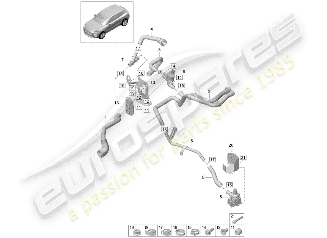 porsche 2019 (macan) calentador diagrama de piezas