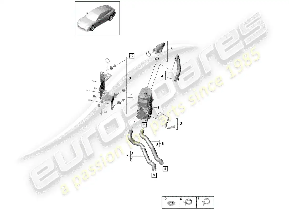 porsche 2020 (panamera 971-1) calentador adicional diagrama de piezas