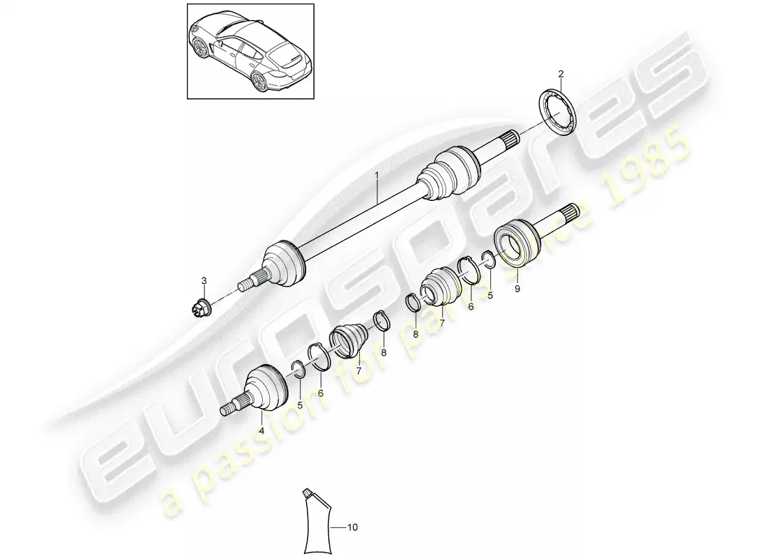 porsche 2014 (panamera 970) eje de accionamiento diagrama de piezas