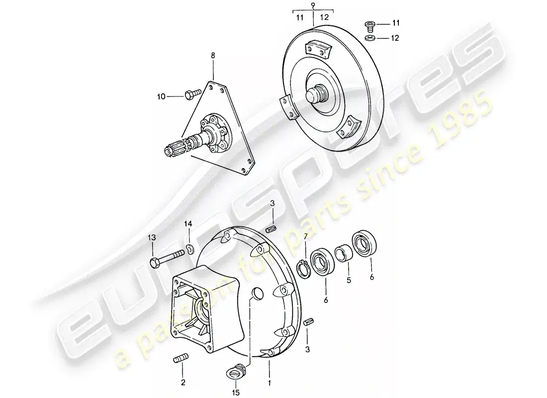 porsche 1990 (928) transmisión automática - convertidor de par - carcasa del convertidor diagrama de piezas