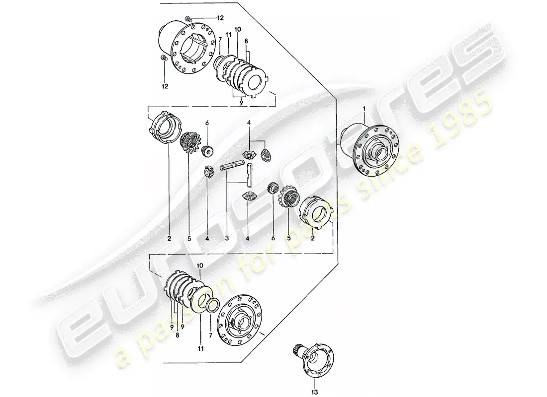 porsche 1977 (924) diferencial de deslizamiento limitado - 5-speed diagrama de piezas