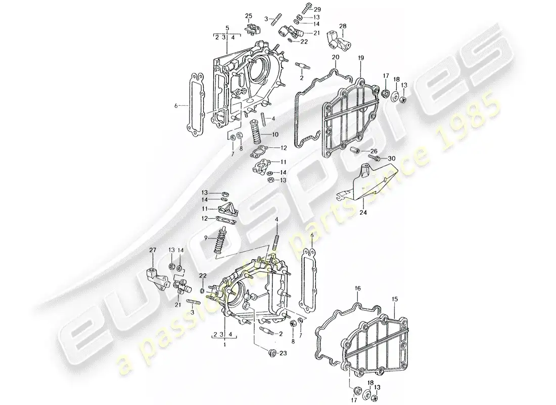 porsche 1996 (993) caja de cadena - tensor - cadena diagrama de piezas