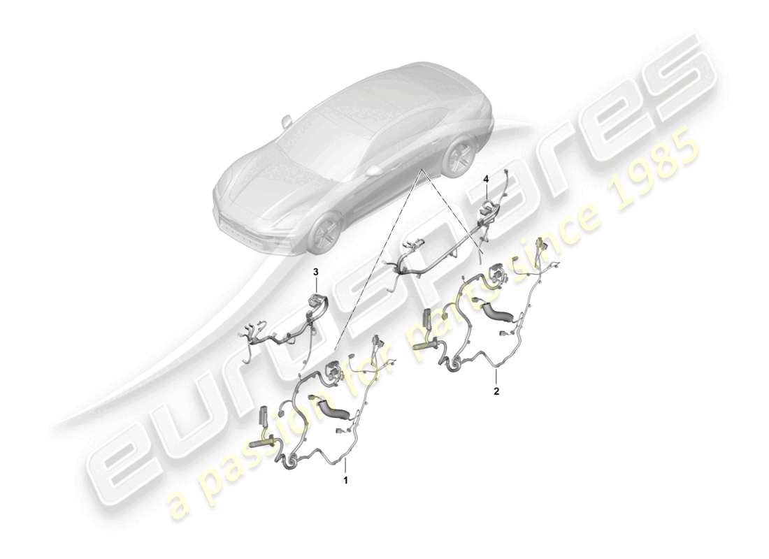 porsche 2025 (panamera 976) diagrama de piezas del conjunto de cableado de la puerta trasera
