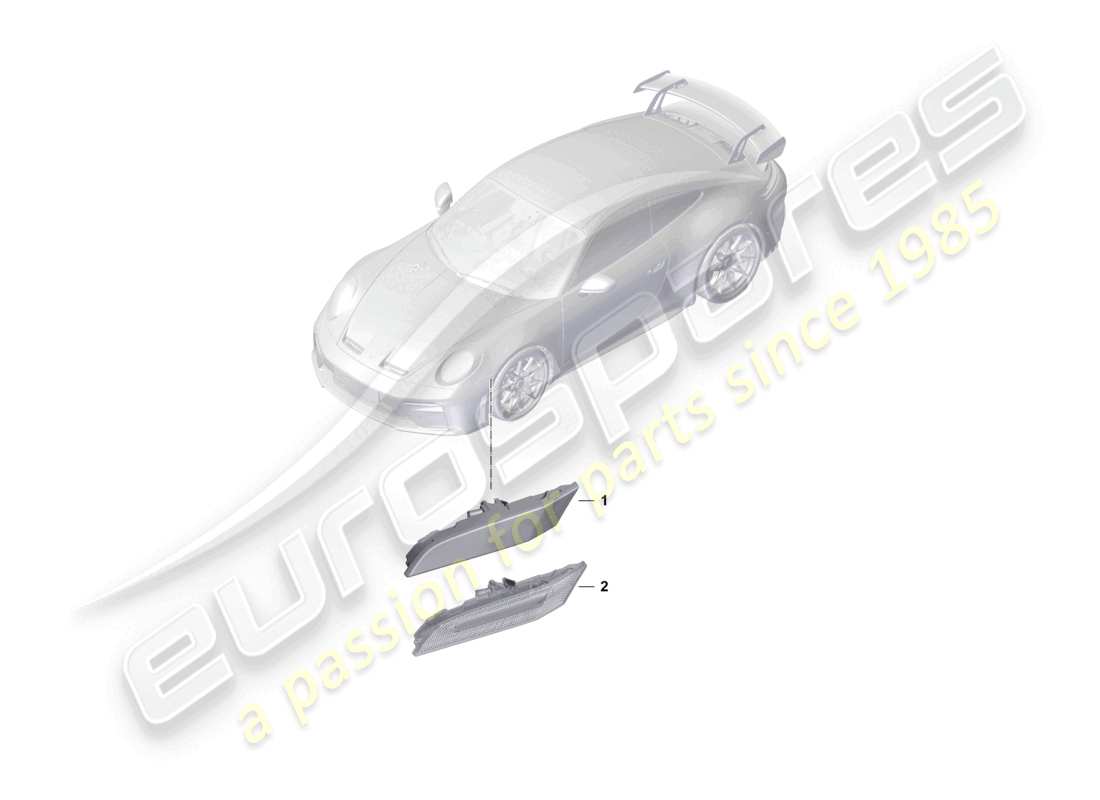 porsche 2025 (992-2 gt3) diagrama de piezas de la luz de posición lateral del repetidor de señal de giro
