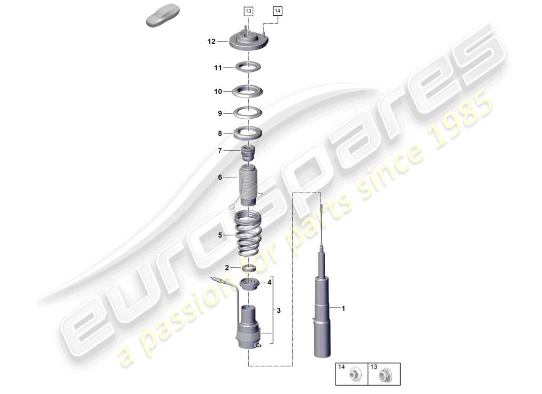 porsche 2025 (992-2) amortiguadores de suspensión para vehículos con suspensión adaptativa diagrama de piezas