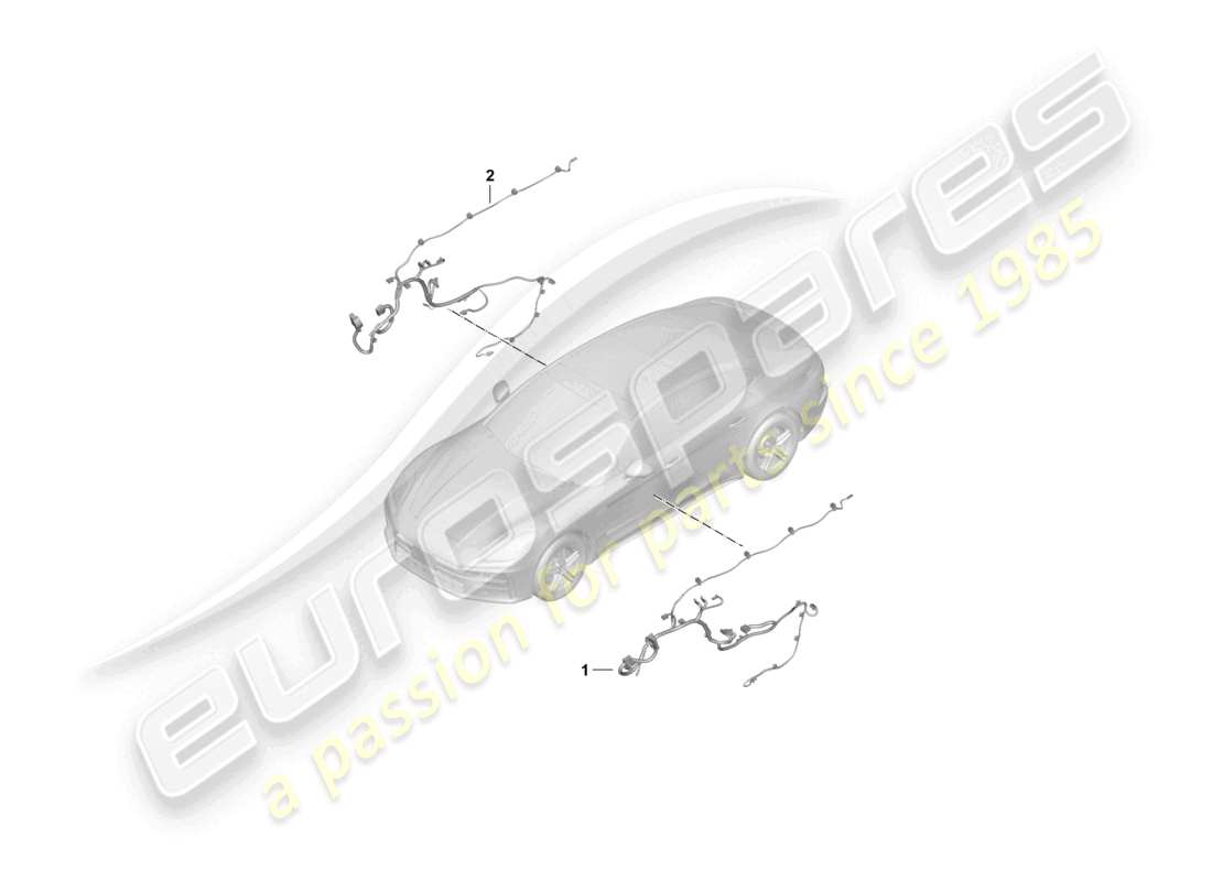 porsche 2025 (panamera 976) diagrama de piezas del conjunto de cableado para el frente de la puerta