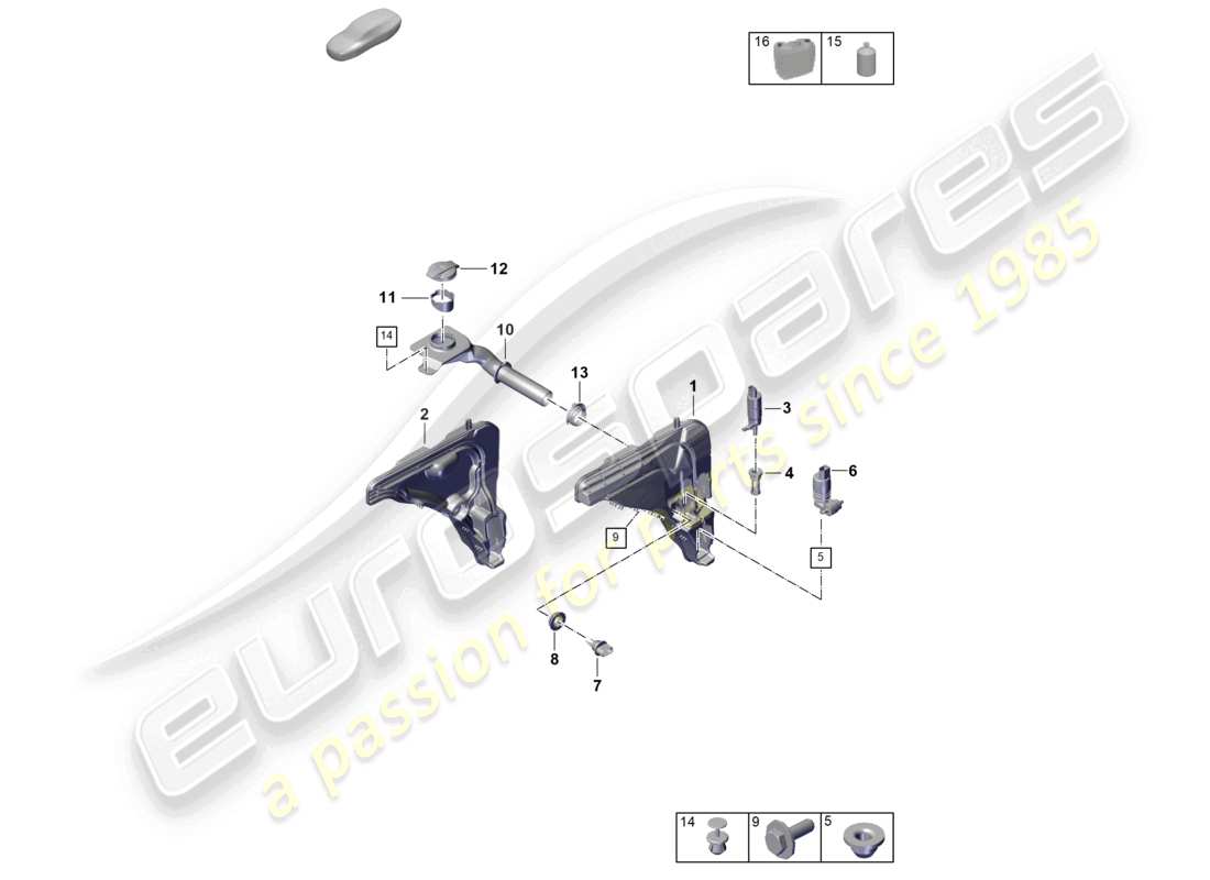 porsche 2025 (cayenne e3 pa) sistema arandela depósito de líquido solución de limpieza de ventanas diagrama de piezas