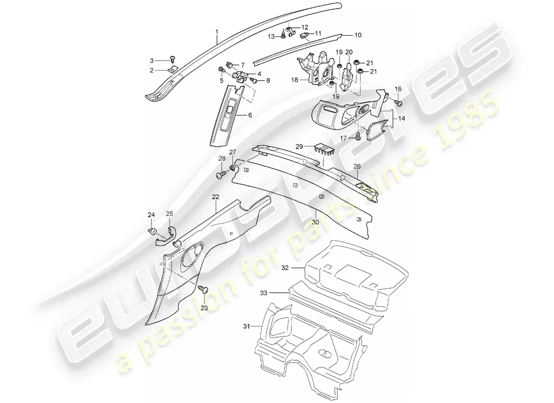 porsche 2004 (996) adornos - d - mj 2002>> diagrama de piezas
