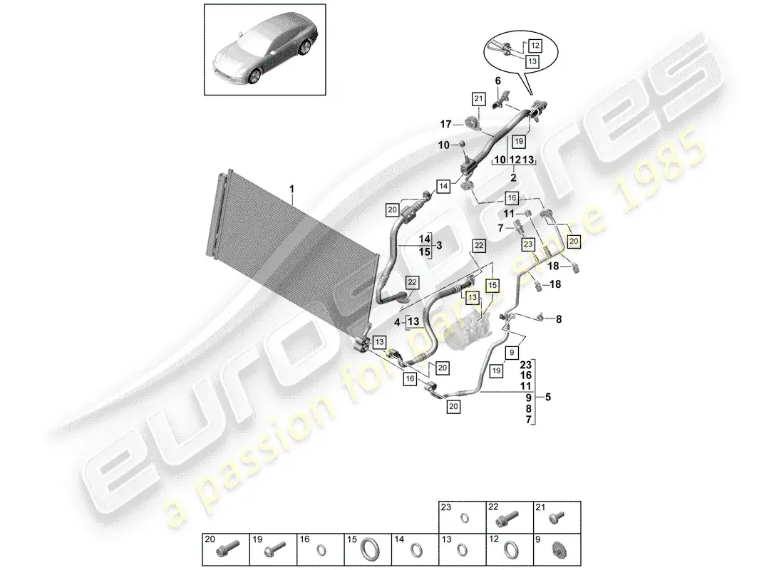 porsche 2020 (panamera 971-1) circuito refrigerante diagrama de piezas