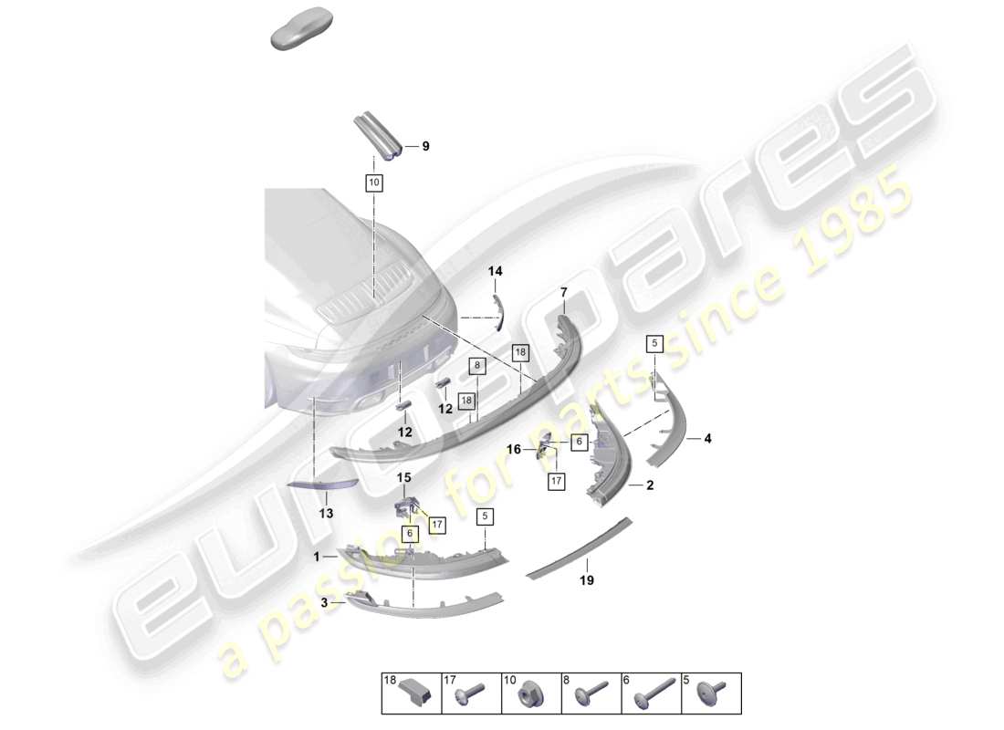 porsche 2024 (992-2) luz trasera luz de freno adicional luz de matrícula diagrama de piezas