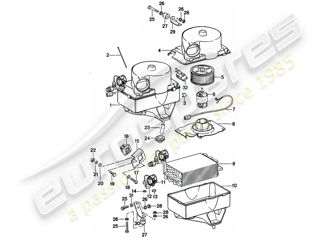 porsche 1983 (944) aire acondicionado diagrama de piezas