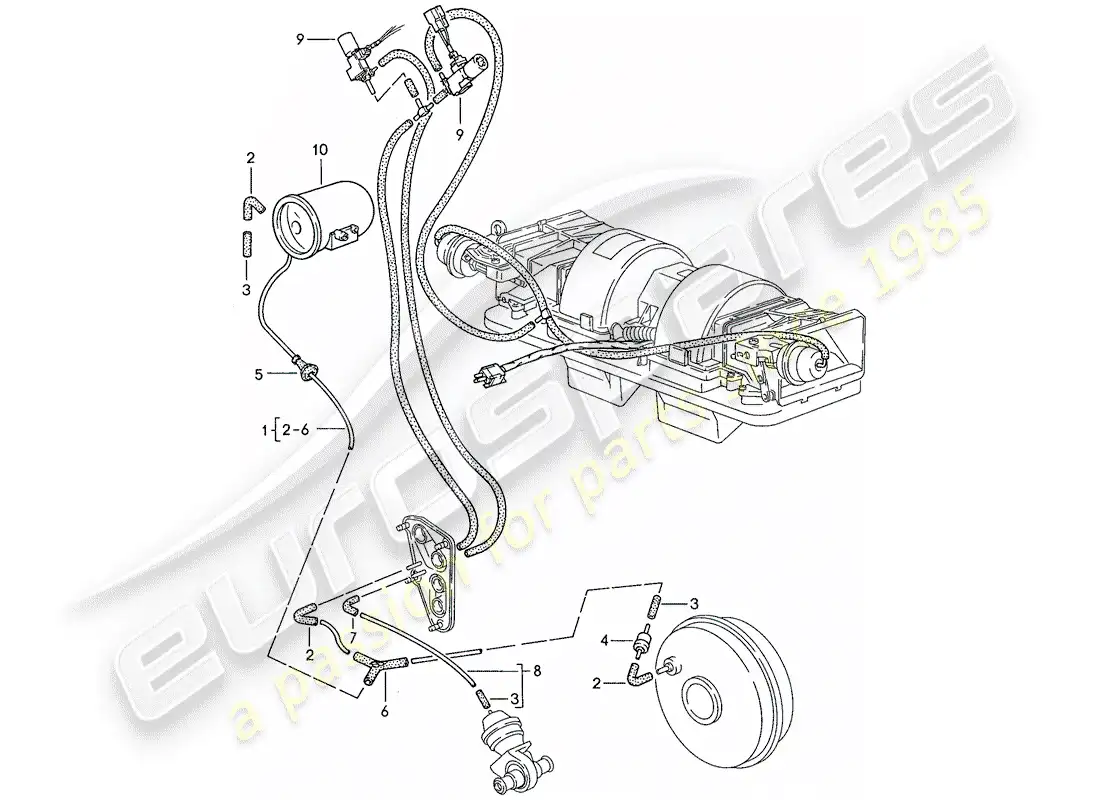 porsche 1990 (944) control de vacío diagrama de piezas