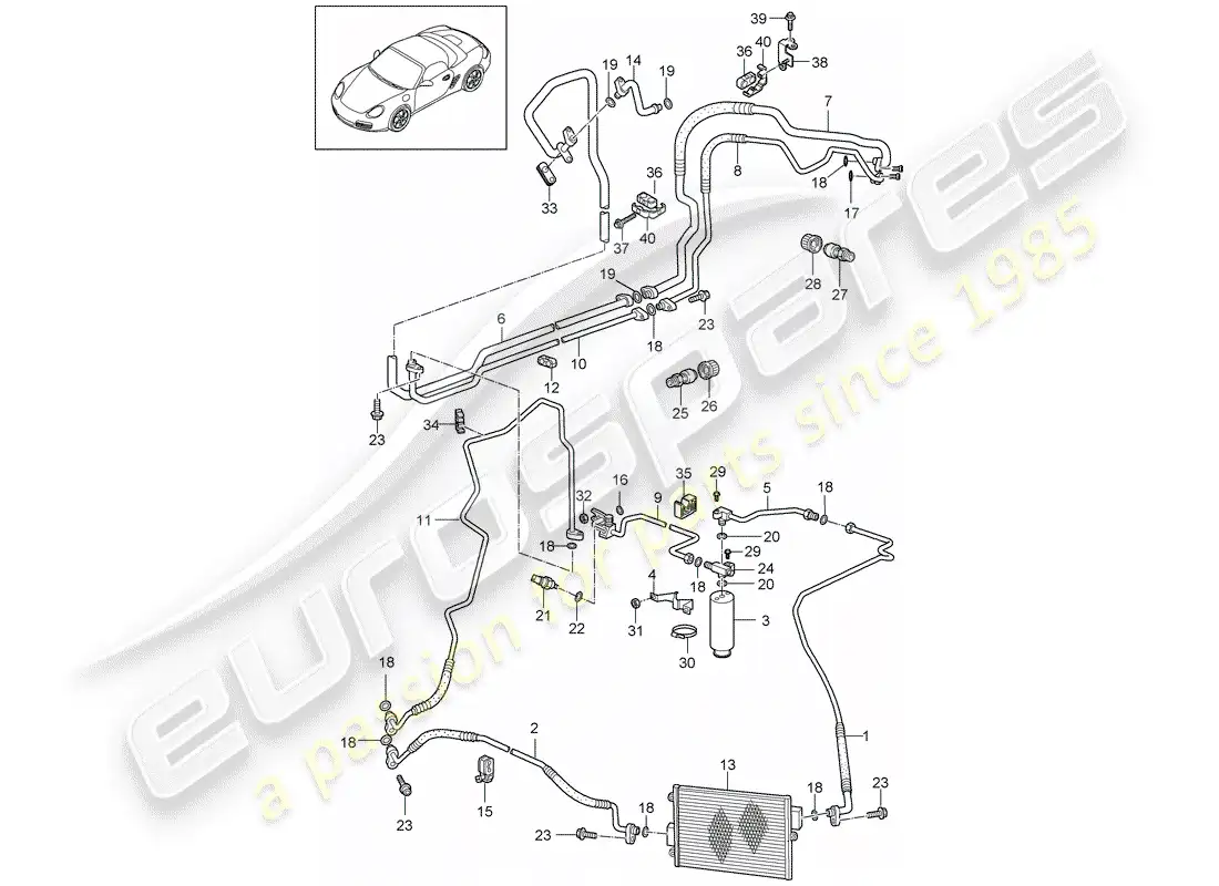 porsche 2012 (987 boxster) circuito refrigerante diagrama de piezas