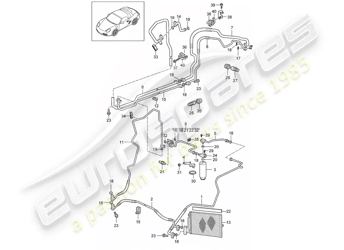porsche 2011 (987 boxster) circuito refrigerante diagrama de piezas