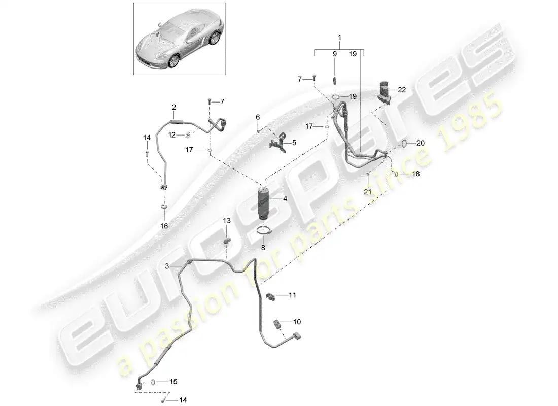 porsche 2018 (718 cayman) circuito refrigerante diagrama de piezas