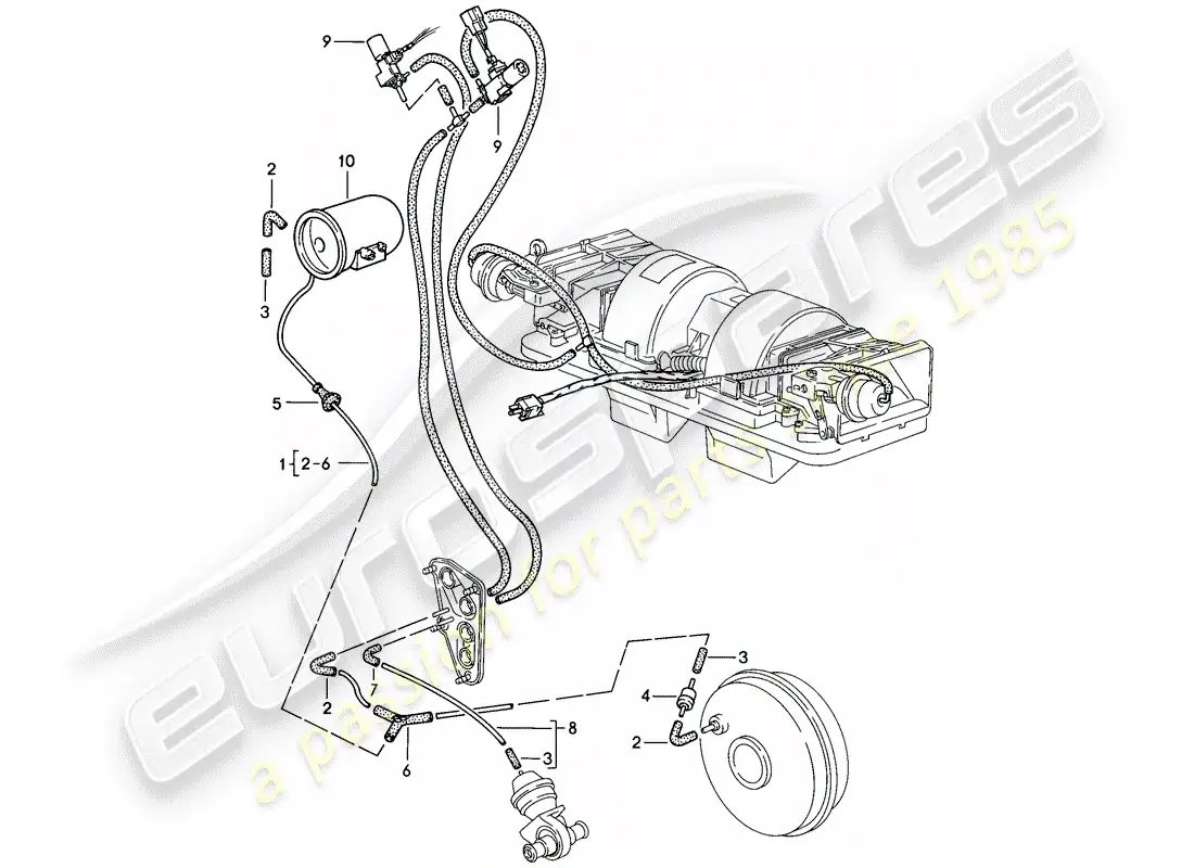 porsche 1988 (944) control de vacío diagrama de piezas