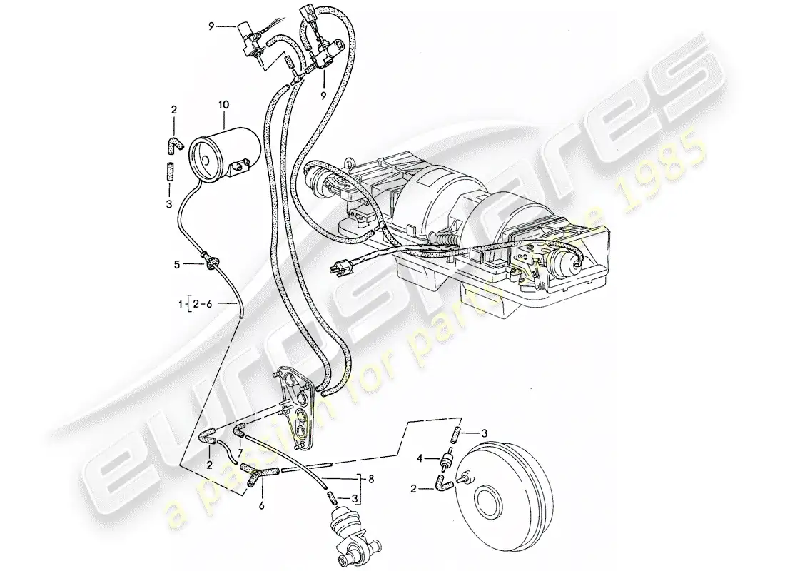 porsche 1992 (968) control de vacío diagrama de piezas