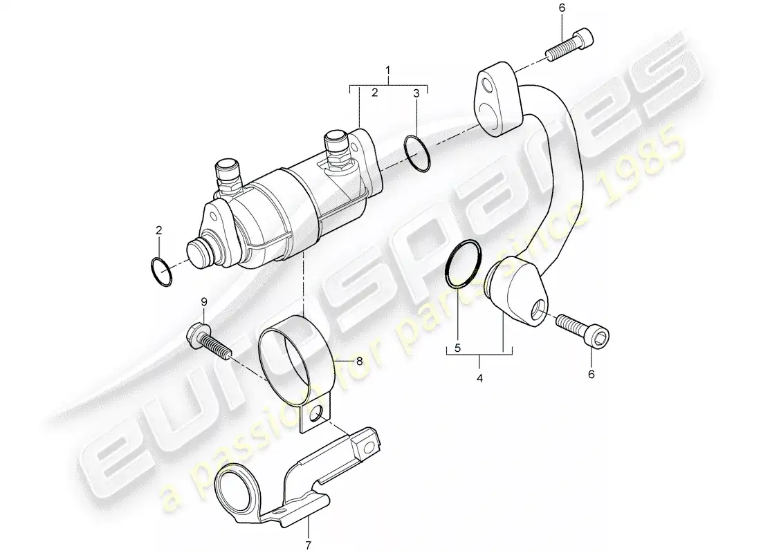 porsche 2008 (997-1 turbo / gt2) diagrama de piezas de enfriamiento de combustible