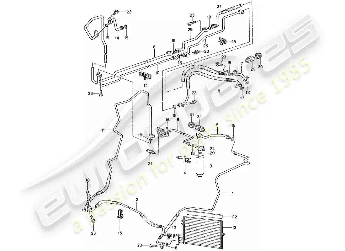 porsche 1999 (996) circuito refrigerante diagrama de piezas