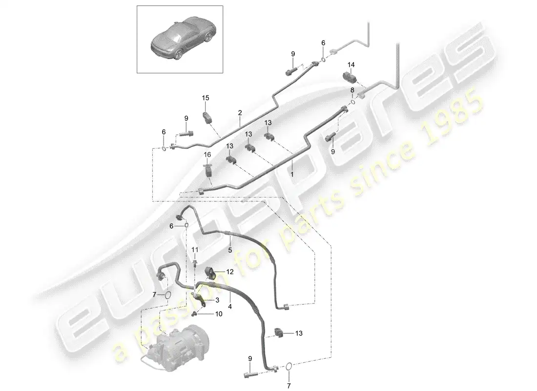 porsche 2014 (981 boxster) circuito refrigerante diagrama de piezas