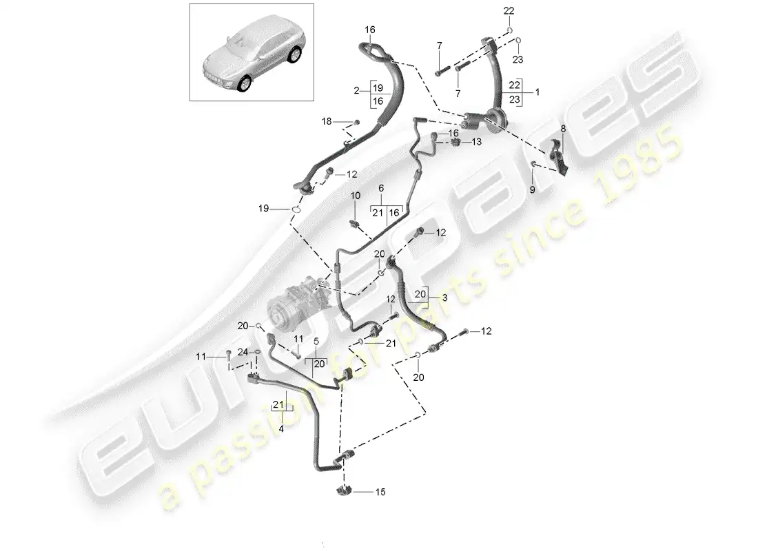 porsche 2014 (macan) circuito refrigerante diagrama de piezas