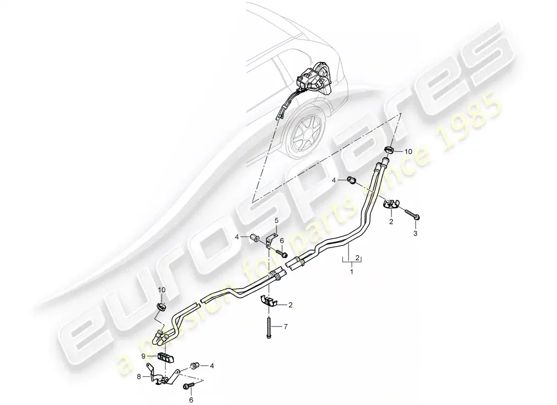 porsche 2010 (cayenne e1 9pa) conducto de aire caliente diagrama de piezas