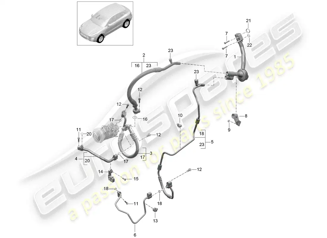 porsche 2016 (macan) circuito refrigerante diagrama de piezas