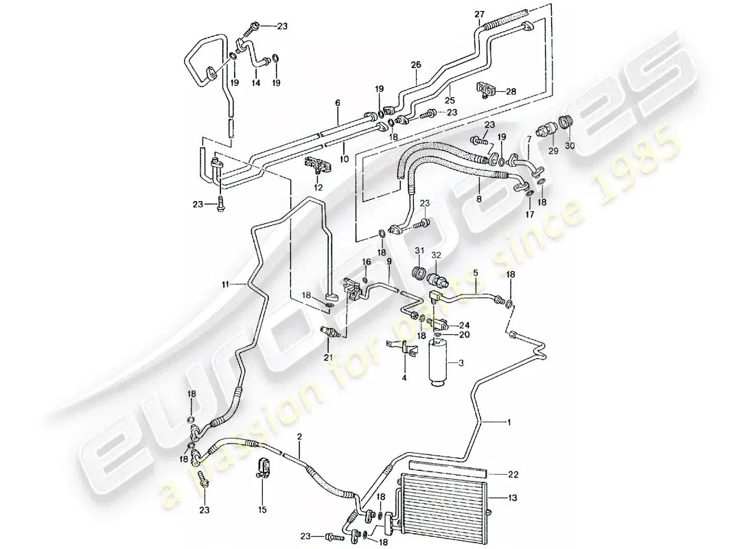 porsche 2003 (996 gt3) circuito refrigerante diagrama de piezas