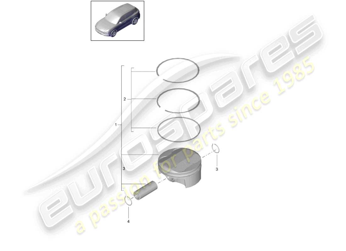 porsche 2022 (cayenne e3 9ya/9yb) pistón diagrama de piezas