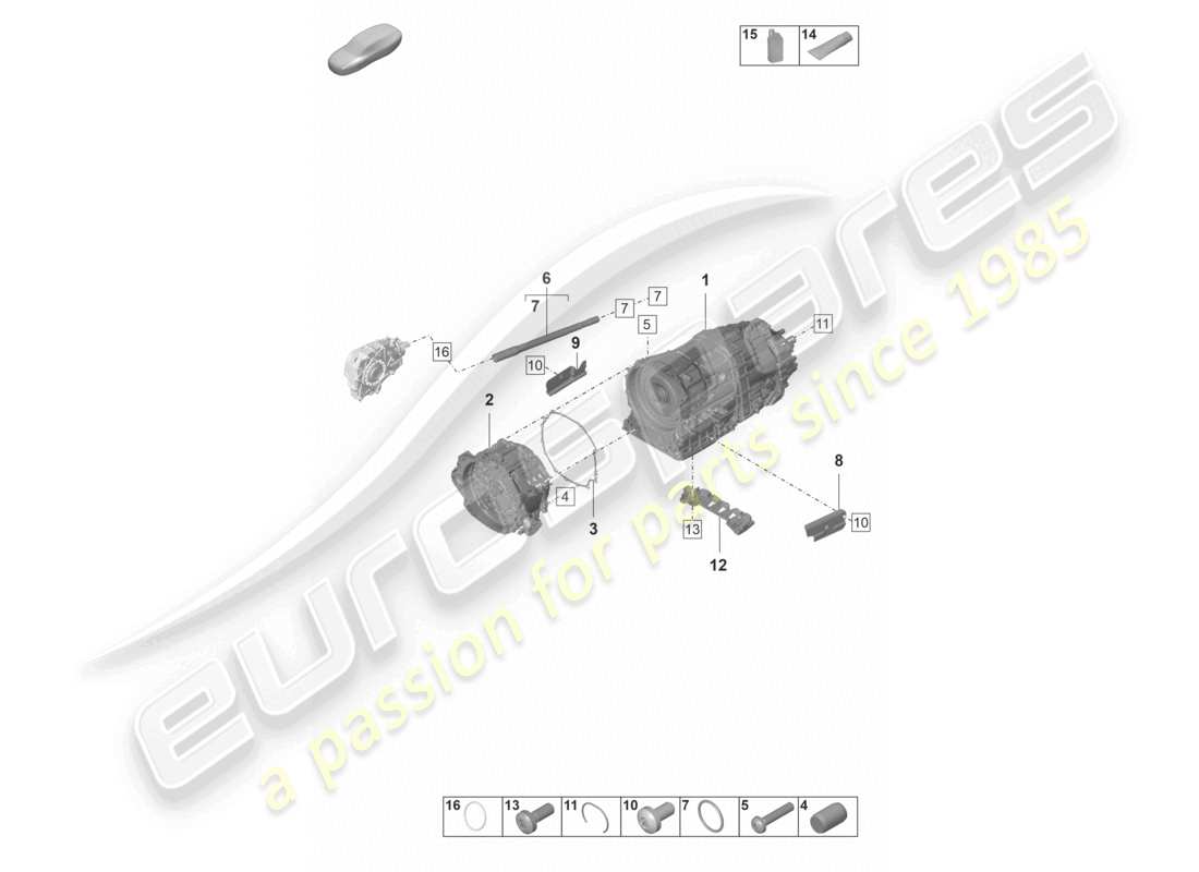 porsche 2022 (panamera 971-2) 8-speed caja de cambios de doble embrague - pdk - para vehículos con propulsión híbrida diagrama de piezas