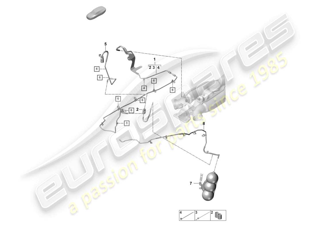 porsche 2022 (panamera 971-2) diagrama de piezas del sistema de escape del sistema de vacío