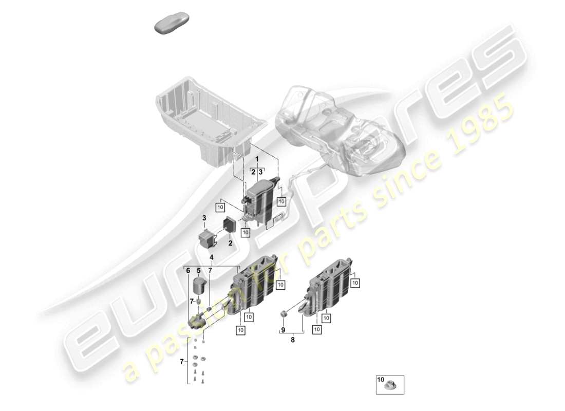 porsche 2022 (panamera 971-2) diagrama de piezas del recipiente de carbón activado