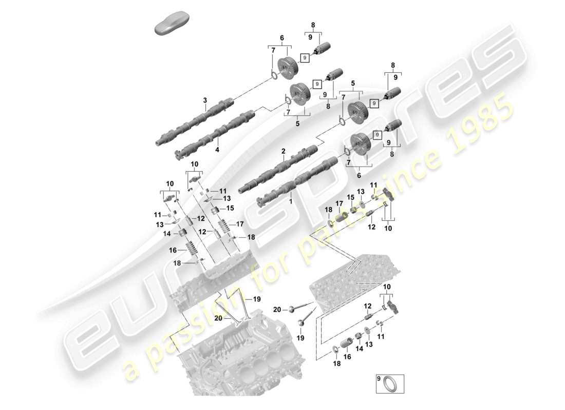 porsche 2022 (panamera 971-2) árbol de levas, válvulas diagrama de piezas