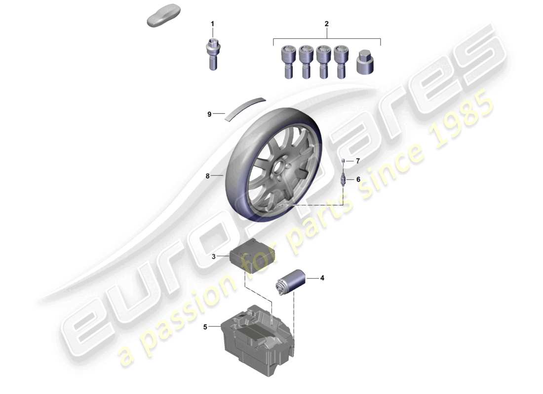 porsche 2025 (macan-e) piezas individuales llanta de aleación diagrama de piezas