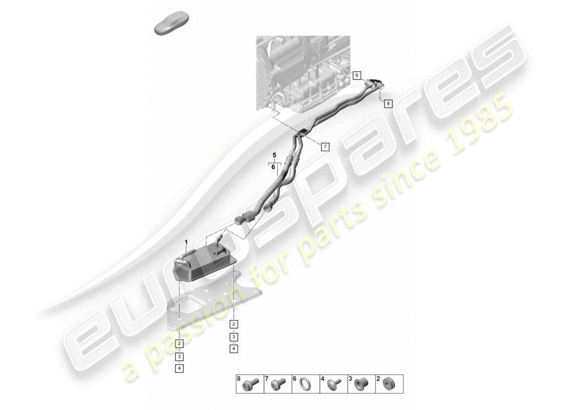 porsche 2022 (panamera 971-2) línea de presión de aceite del enfriador de aceite de engranajes para refrigeración de aceite de la caja de cambios - pdk - diagrama de piezas de la caja de cambios