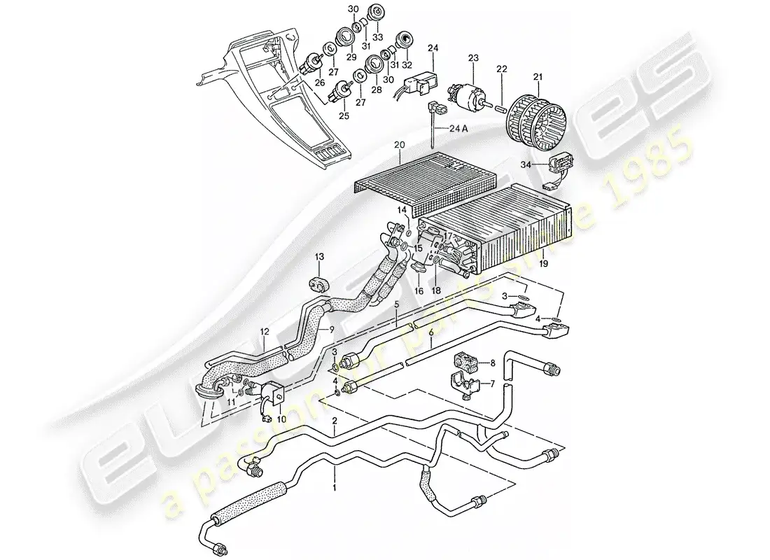 porsche 1990 (928) aire acondicionado - líneas - unidades auxiliares diagrama de piezas