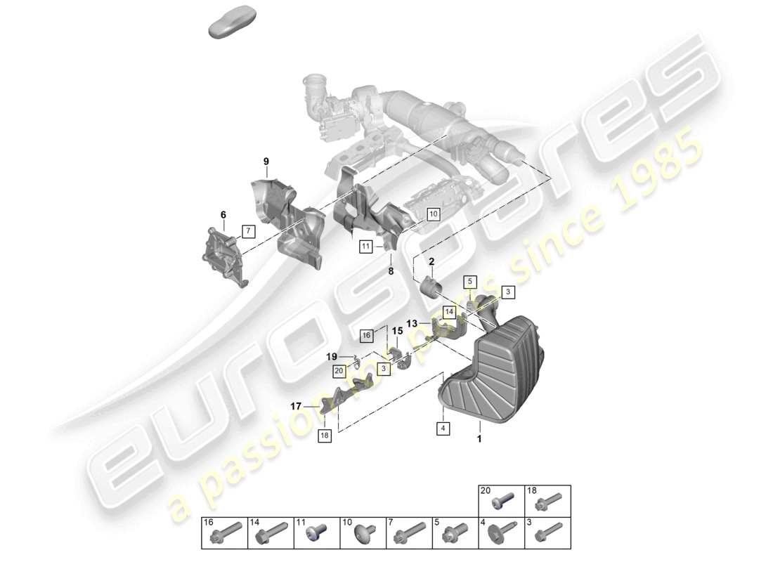 porsche 2024 (992-2) diagrama de piezas del silenciador